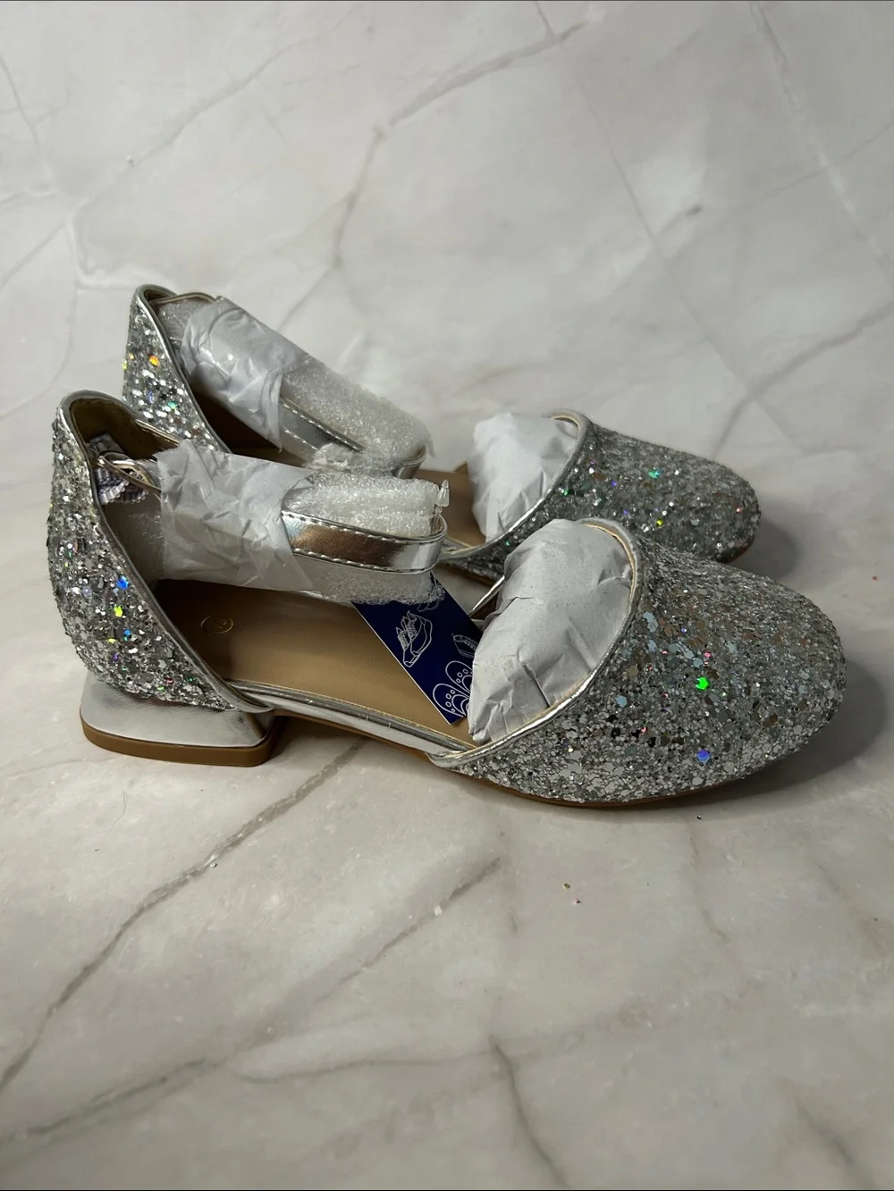 Sparkle Silver Glitter Women's Ankle-Strap